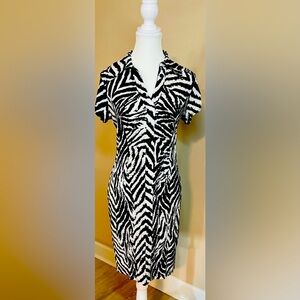 Carole Little Black and White Patterned Dress NWOT